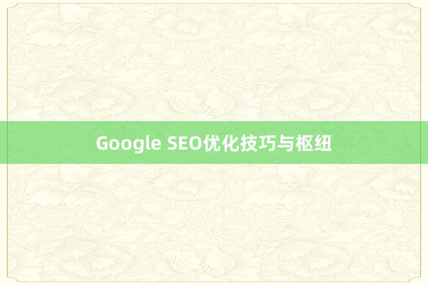 Google SEO优化技巧与枢纽