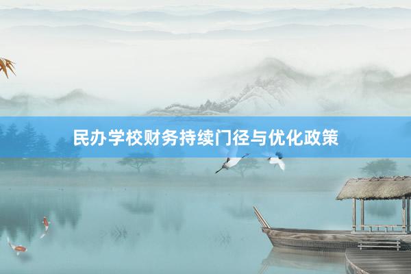 民办学校财务持续门径与优化政策