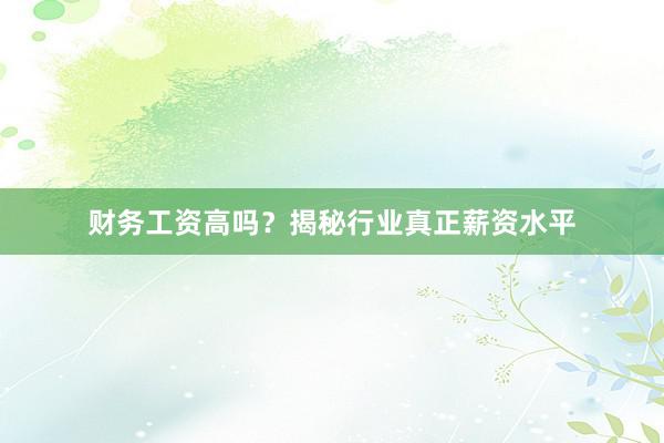 财务工资高吗？揭秘行业真正薪资水平